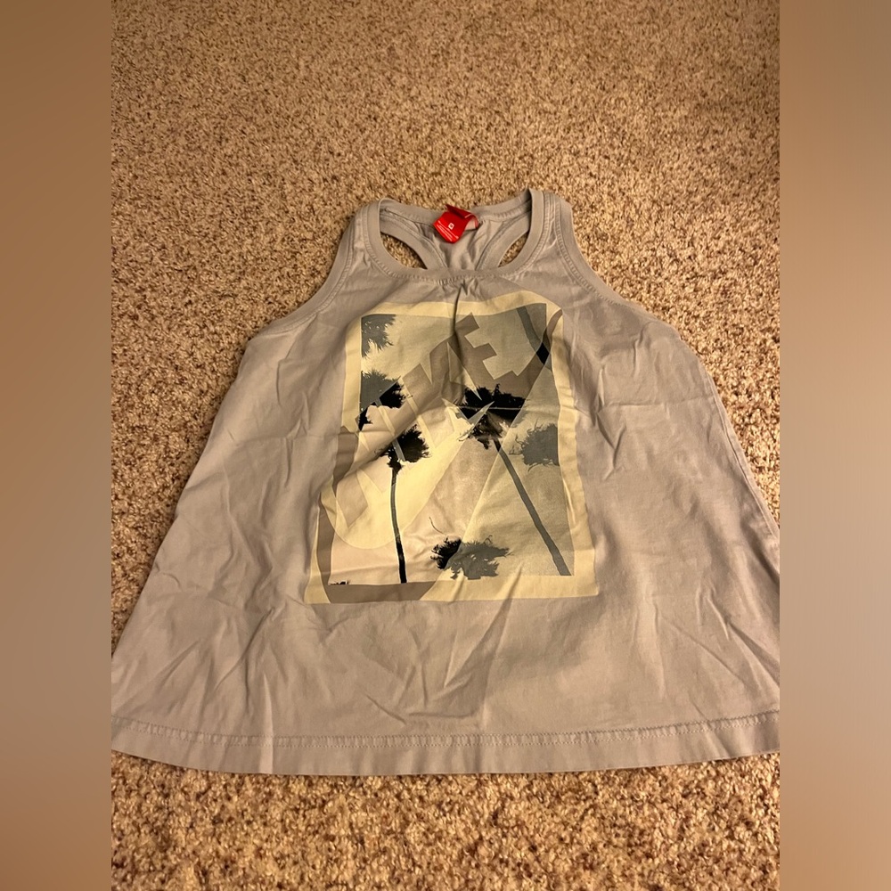 Gray Tank Top with Palm Print